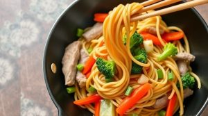 Лапша с мясом и овощами в воке: пошаговый рецепт