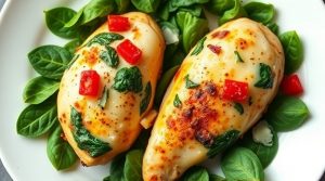Куриные грудки, запеченные с сыром и шпинатом: пошаговый рецепт