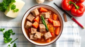 Гуляш из свинины с паприкой: пошаговое руководство.