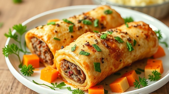 Запеченные мясные рулеты с овощами: пошаговый рецепт.