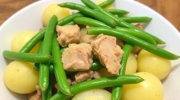 Тушеная свинина с картофелем и зелеными бобами: пошаговое руководство.