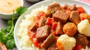 Говядина с цветной капустой в томатном соусе: пошаговый рецепт.
