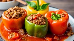 Фаршированные перцы с мясом и рисом в томатном соусе: пошаговое руководство.
