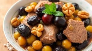 Тушеная свинина с черносливом и орехами: пошаговый рецепт.