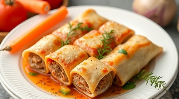 Мясные рулеты с овощами: пошаговый рецепт.
