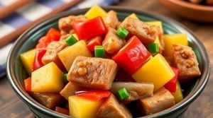 Свинина в кисло-сладком соусе с ананасами: пошаговый рецепт.