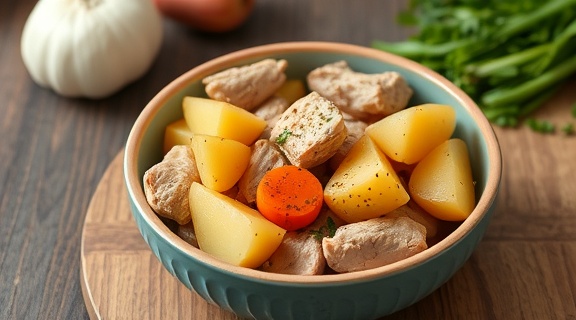 Тушеная курица с картофельными дольками: пошаговый рецепт.