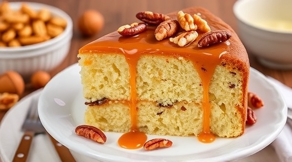 Пошаговый рецепт “Карамельного торта” с орехами.