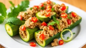 Фаршированные кабачки с мясом и рисом: пошаговый рецепт.