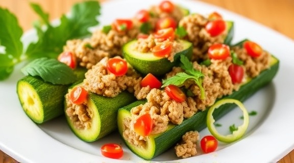 Фаршированные кабачки с мясом и рисом: пошаговый рецепт.