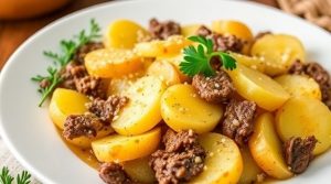 Говядина с картофельным гратеном и сыром: пошаговый рецепт.