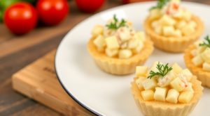 Пошаговый рецепт тарталеток с салатом из крабовых палочек