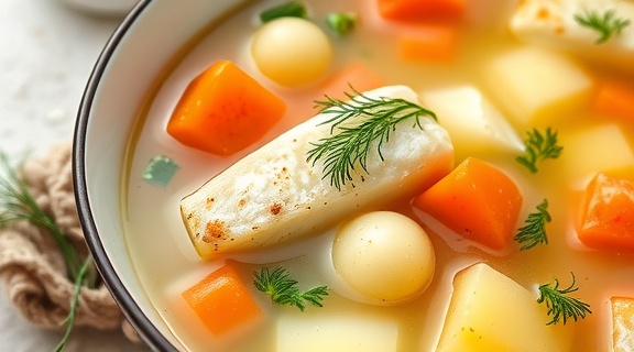 Пошаговый рецепт рыбного супа с картофелем и зеленью.