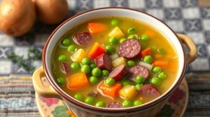 Пошаговый рецепт горохового супа с копченой колбасой