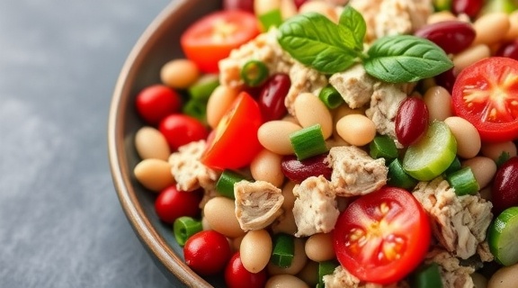 Рецепт салата с тунцом и фасолью: быстро и вкусно.