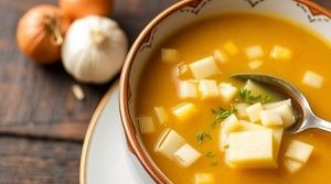 Пошаговый рецепт лукового супа с сыром грюйер.