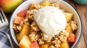Пошаговый рецепт “Яблочного крамбла” с овсяной корочкой.