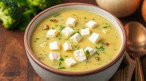 Пошаговый рецепт супа с брокколи и сыром фета.
