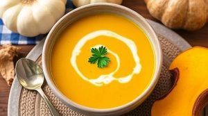 Пошаговый рецепт супа с тыквой и кокосовым молоком.