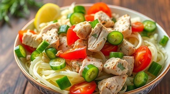 Салат с пекинской капустой и курицей: легкость и насыщенность в одном.