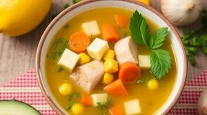 Пошаговый рецепт куриного супа с кукурузой и лимоном.
