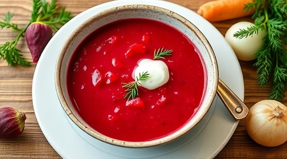Пошаговый рецепт свекольного супа с картофелем и укропом.