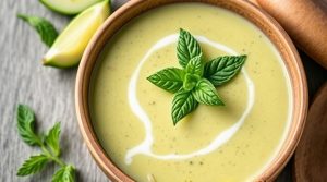 Пошаговый рецепт супа из кабачков с мятой.