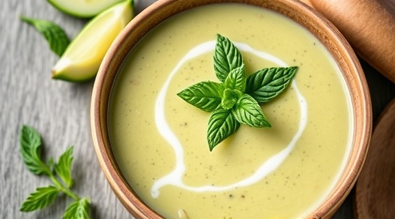 Пошаговый рецепт супа из кабачков с мятой.