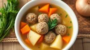 Пошаговый рецепт супа с фрикадельками и картофелем.