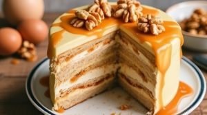 Рецепт “Торта с карамельным кремом” и орехами: пошаговое руководство.