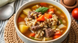 Пошаговый рецепт крепкого мясного супа с перловкой.