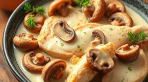 Тушеная индейка с грибами и сливками: пошаговый рецепт.