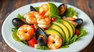 Салат с морепродуктами и авокадо: экзотический вариант для особого случая.