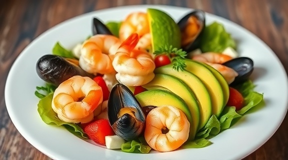 Салат с морепродуктами и авокадо: экзотический вариант для особого случая.
