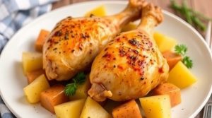 Запеченные куриные ножки с картофелем и пряностями: пошаговое руководство.