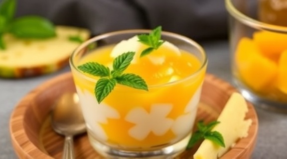 Пошаговый рецепт “Кокосового десерта” с манго и ананасом.