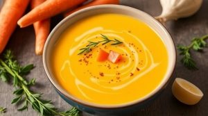 Пошаговый рецепт крем-супа из моркови с шафраном.
