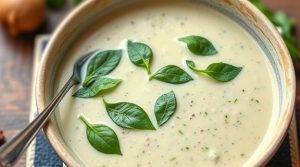 Пошаговый рецепт крем-супа из шпината с чесноком.