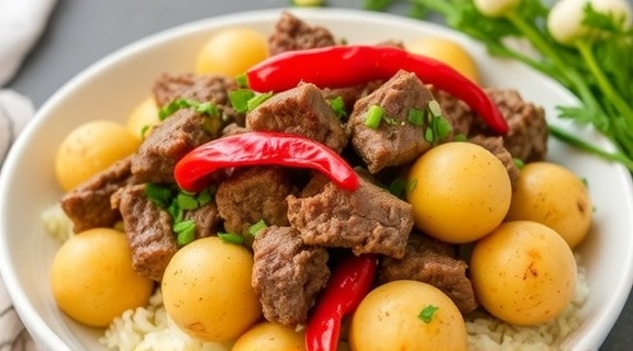 Говядина с картофелем и перцем чили: пошаговое руководство.