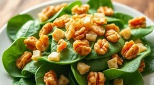 Салат с шпинатом и грецкими орехами: полезный и сытный перекус.