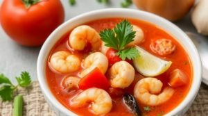Пошаговый рецепт супа с морепродуктами и томатами.
