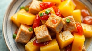 Свинина с ананасами и сладким соусом: пошаговый рецепт.