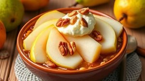 Как приготовить “Десерт с грушами” и орехами: пошаговая инструкция.