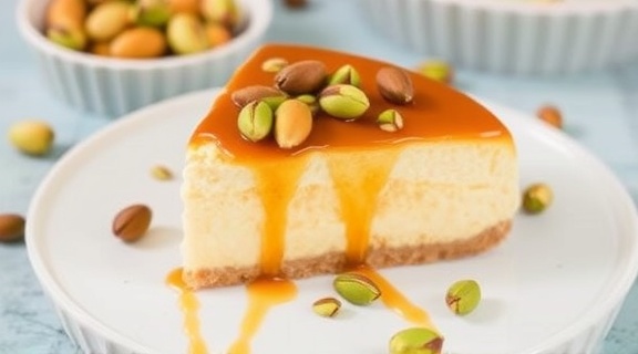 Пошаговый рецепт “Карамельного чизкейка” с фисташками.