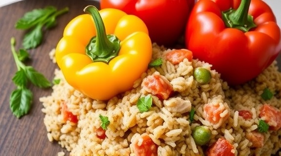 Фаршированные перцы с куриным фаршем и рисом: пошаговое руководство.