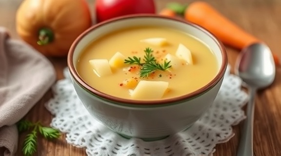 Пошаговый рецепт супа с корнем сельдерея и яблоками.