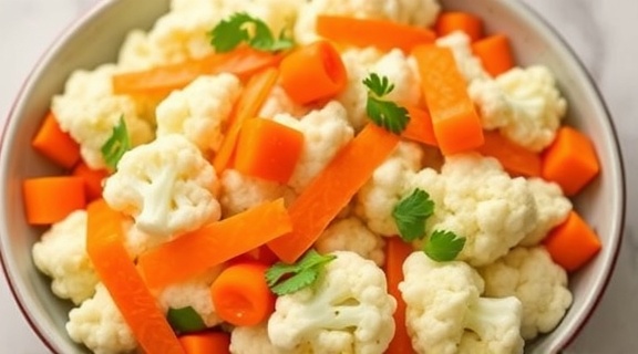 Салат с цветной капустой и морковью: яркое и здоровое угощение.