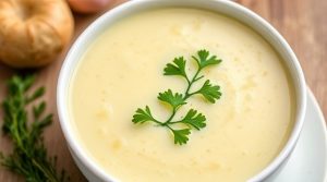 Пошаговый рецепт крем-супа из картофеля с чесноком.