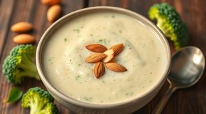 Пошаговый рецепт крем-супа из брокколи с миндалем.