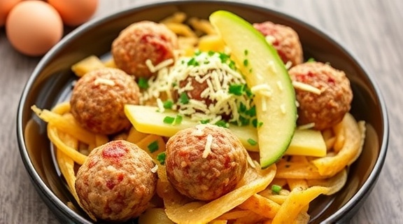 Запеченные фрикадельки с картошкой и сыром: пошаговое руководство.